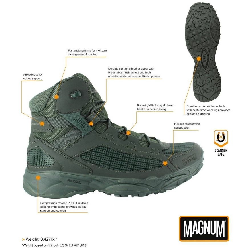 Slika ČIZME COMBAT"MAGNUM" ASSAULT TACTICAL 5.0 ZELENE 44