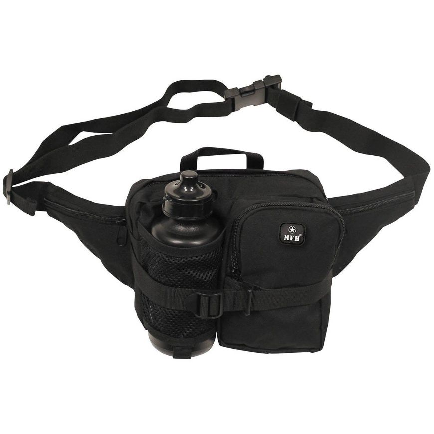Slika TORBA, WAIST BAG WITH DRINKING BOTTLE, BLACK