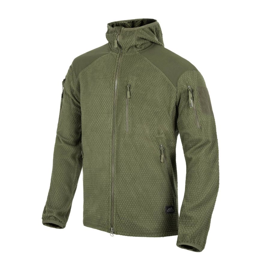 Slika JAKNA ALPHA HOODIE JACKET-GRID FLEECE-OLIVE GREEN L/REGULAR