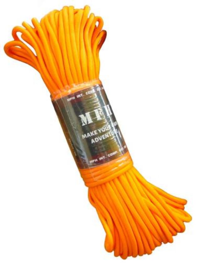 Slika UŽE PARACHUTE CORD, ORANGE, 50 FT, NYLON